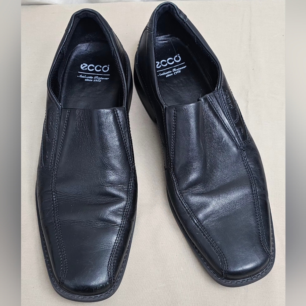 ECCO Men's Black Leather Slip-On Dress Shoes 47 US 13-13.5 Shock Point Slovakia